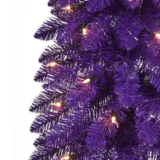 6ft. Pre-Lit Purple Alpine Pencil Artificial Christmas Tree, Clear Lights